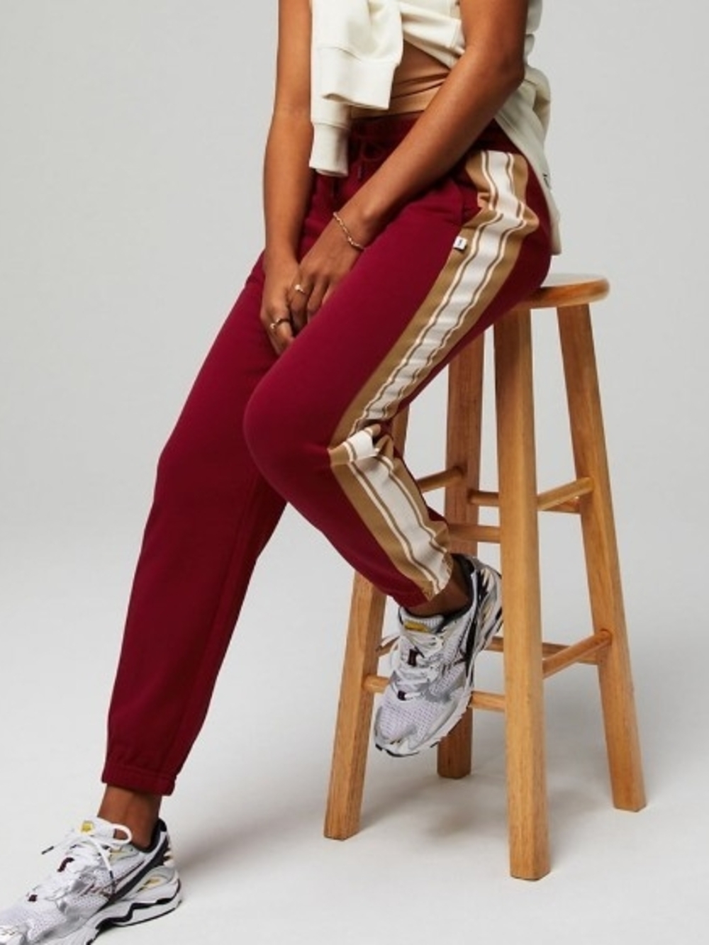 Fabletics Year Round Terry Seamed Sweatpant Red/Quicksand Women's M